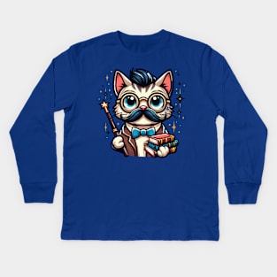 Nerdy Cat Kids Long Sleeve T-Shirt